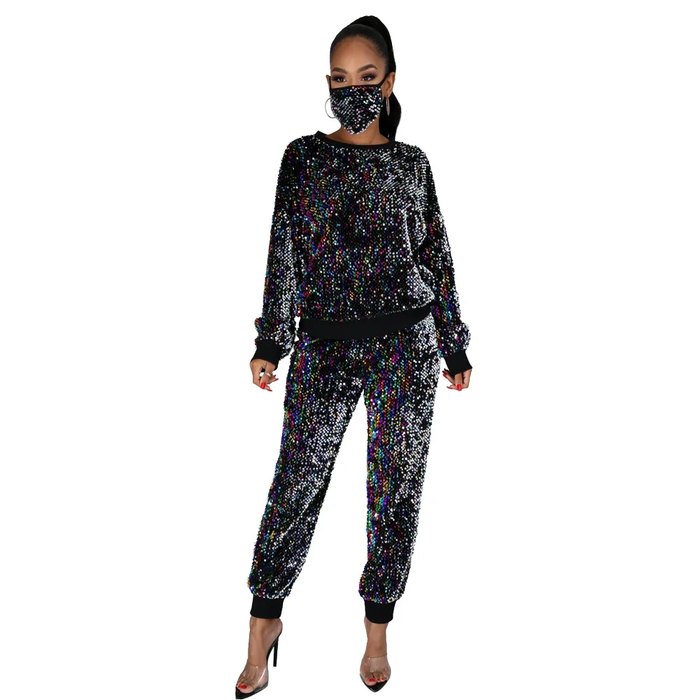 9S4U Winter two piece set women home two-piece set sequins party long-sleeved pencil pants with mask, Customized color
9S4U Winter two piece set women home two-piece set sequins party long-sleeved pencil pants with mask, Customized color