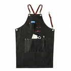 Custom Cotton Denim Bib Apron Leather Chef Barista Workshop BBQ Apron