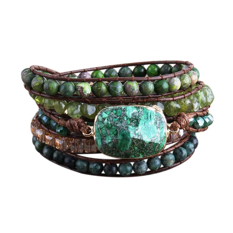 Handmade Boho Natural Stone Crystal Glass Purple Sediment Jasper Bracelet 5 Strands Wrap Bracelets
Handmade Boho Natural Stone Crystal Glass Purple Sediment Jasper Bracelet 5 Strands Wrap Bracelets