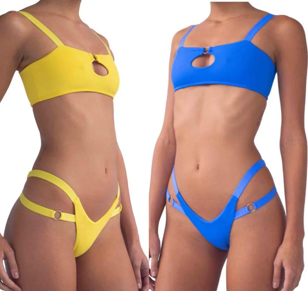 Hot sexy women hollow out strap swimwear girl micro thong wallpaper tanga bikini, Yellow/blue
Hot sexy women hollow out strap swimwear girl micro thong wallpaper tanga bikini, Yellow/blue