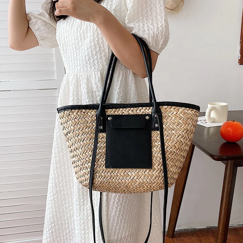 Suka high quality custom summer Handmade Vintage Woven women bag half moon shape handbag beach straw tote bag, Customized
Suka high quality custom summer Handmade Vintage Woven women bag half moon shape handbag beach straw tote bag, Customized