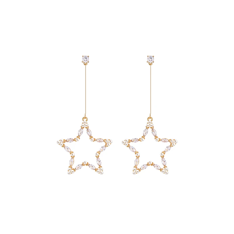 f0037 High-grade Hypoallergenic Delicate Gold Cubic Zircon Jewelry Long Hollow Dangle Pearl Star Earrings Dropping
f0037 High-grade Hypoallergenic Delicate Gold Cubic Zircon Jewelry Long Hollow Dangle Pearl Star Earrings Dropping