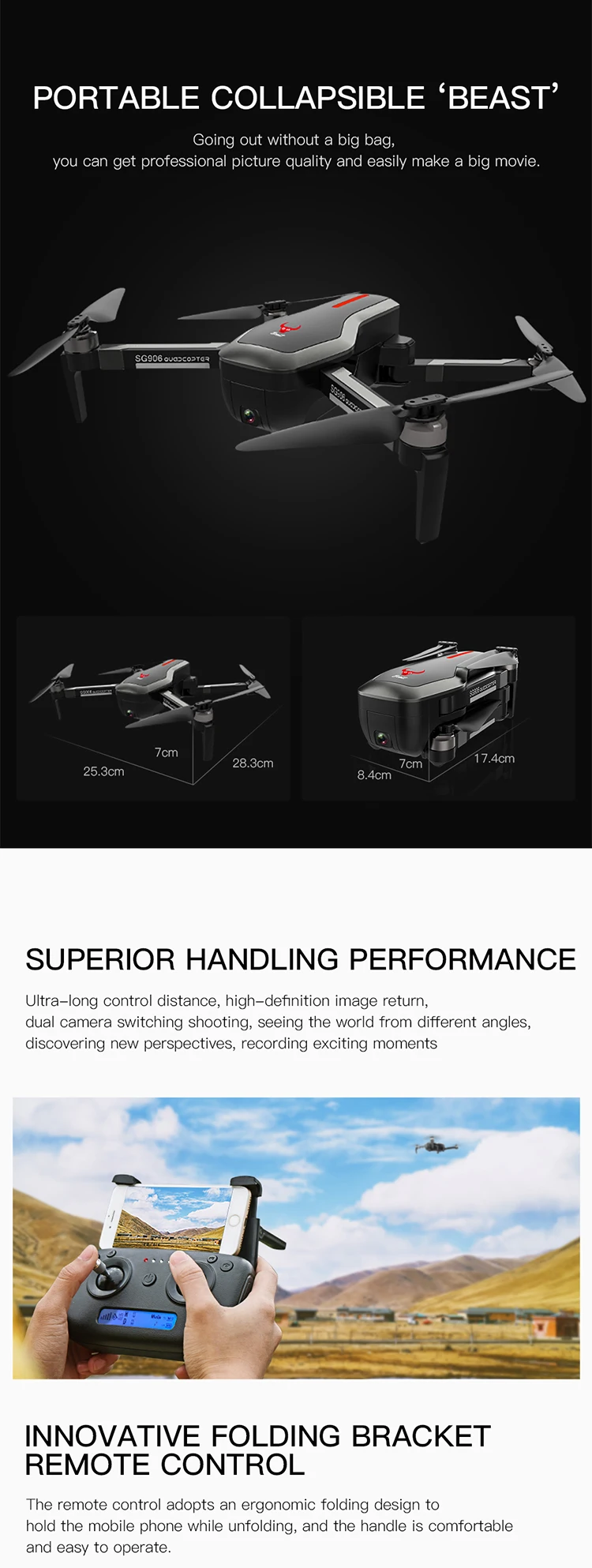 Reliable and cheap SG906 GPS 5G WiFI FPV brushless folding camera selfie 4k drone professional