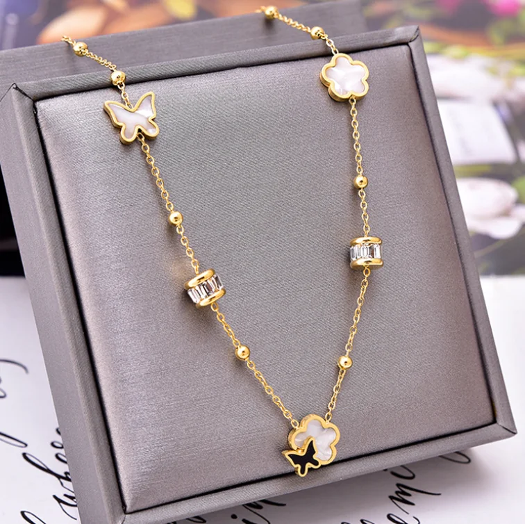 Fashion Shell Butterfly Flower Pendant Zircon Stainless Steel Necklace for women fashion Jewelry necklace
Fashion Shell Butterfly Flower Pendant Zircon Stainless Steel Necklace for women fashion Jewelry necklace