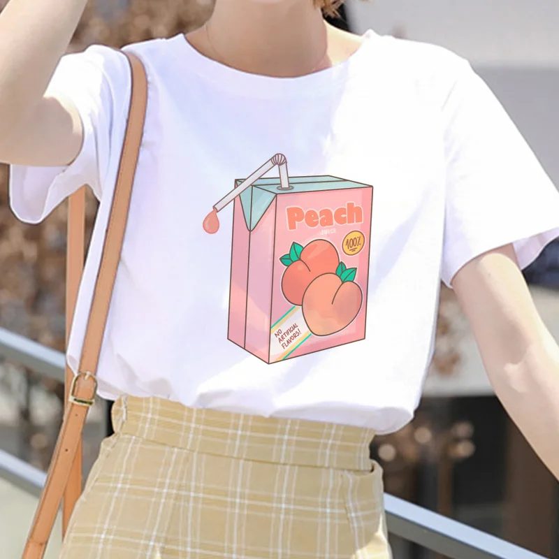 Cartoon Peach Juice Japanese Aesthetic Grunge T shirt Women Harajuku Cute Kawaii Pink Summer Casual Outfit Fashion Tops
Cartoon Peach Juice Japanese Aesthetic Grunge T shirt Women Harajuku Cute Kawaii Pink Summer Casual Outfit Fashion Tops