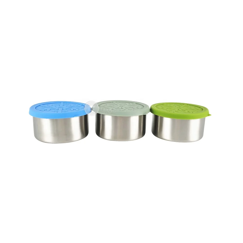 Dipping Sauce Containers set/stainless steel condiment containers with silicone lids/salad dressing containers