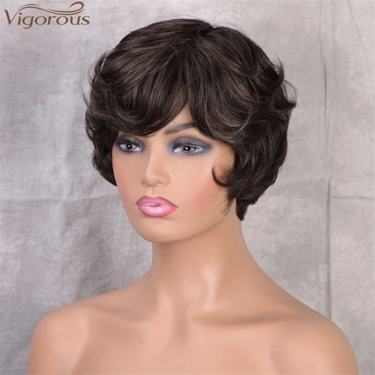 Vigorous Pixie Cut Wigs Short Synthetic Natural Finger Wave Wigs For Black Women Fluffy Black Mix Gray Color Heat Resistant
Vigorous Pixie Cut Wigs Short Synthetic Natural Finger Wave Wigs For Black Women Fluffy Black Mix Gray Color Heat Resistant