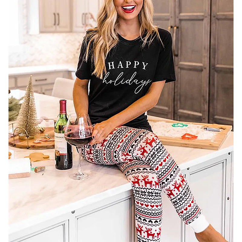 New Style Summer Women Christmas Pyjamas Family Pajama Sets Pattern Short Sleeve Sleepwear 2 Piece Pajama Ankle-length Pants
New Style Summer Women Christmas Pyjamas Family Pajama Sets Pattern Short Sleeve Sleepwear 2 Piece Pajama Ankle-length Pants