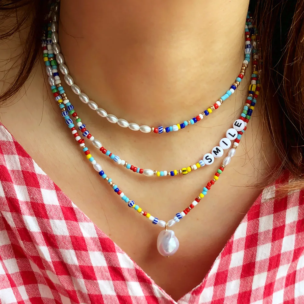 Bohemia Alphabet Multi Layer Necklace Sweet Custom Pendant Necklace Colorful Beads Necklace for Women, Multi color 
Bohemia Alphabet Multi Layer Necklace Sweet Custom Pendant Necklace Colorful Beads Necklace for Women, Multi color
