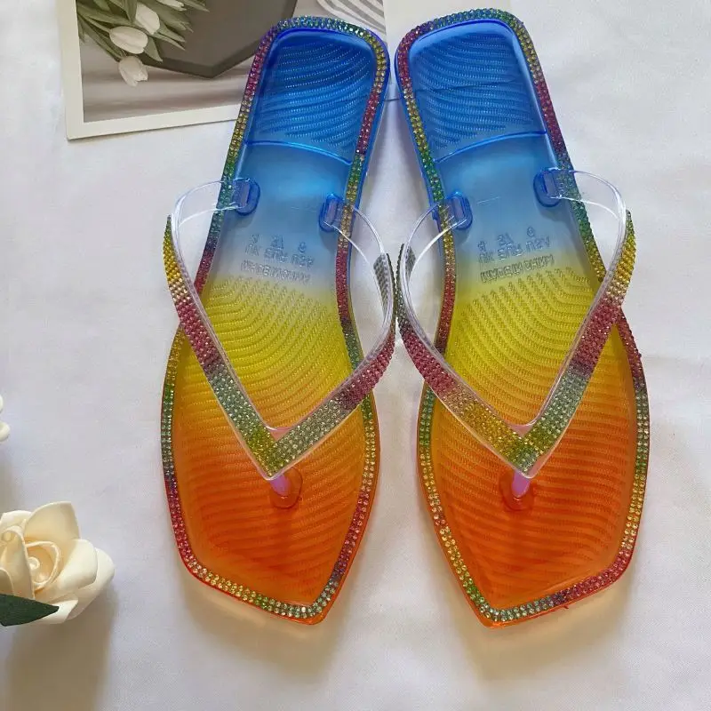 Hot Selling Summer Shiny Crystal rubber jelly slippers, As shown
Hot Selling Summer Shiny Crystal rubber jelly slippers, As shown