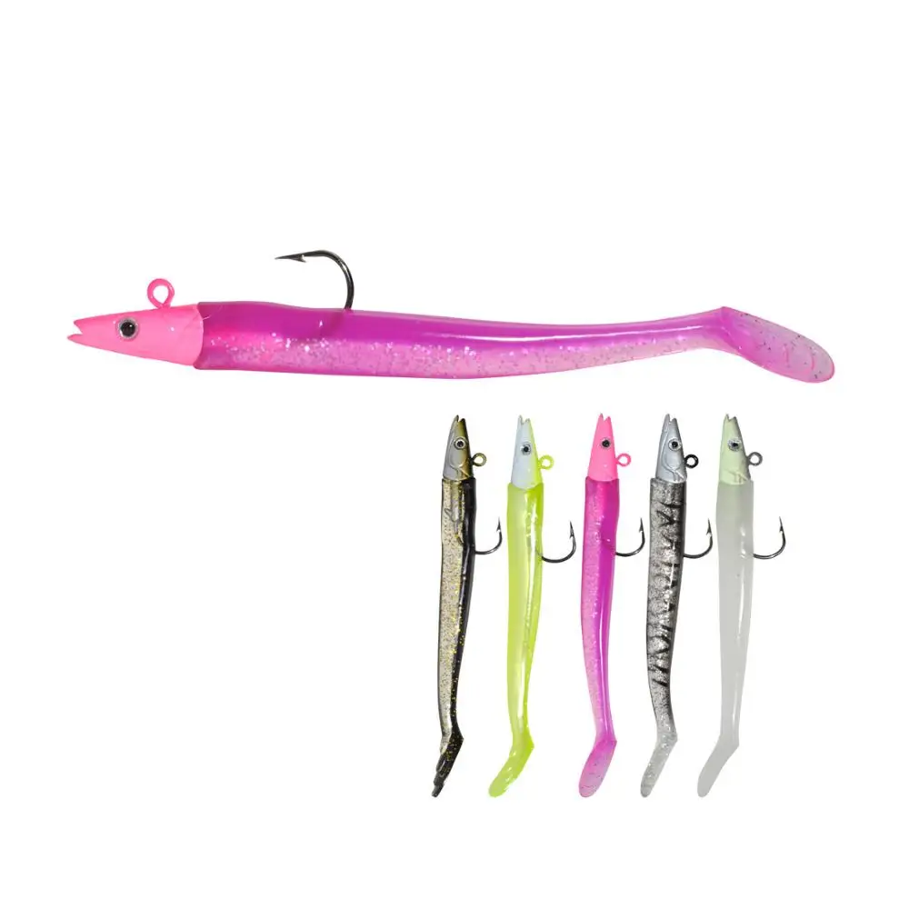 

Soft Fishing Lure with Lead Head Hook 12cm 16g T Tail Eel Soft Bait Fish Lead Head with Soft Body, Various
