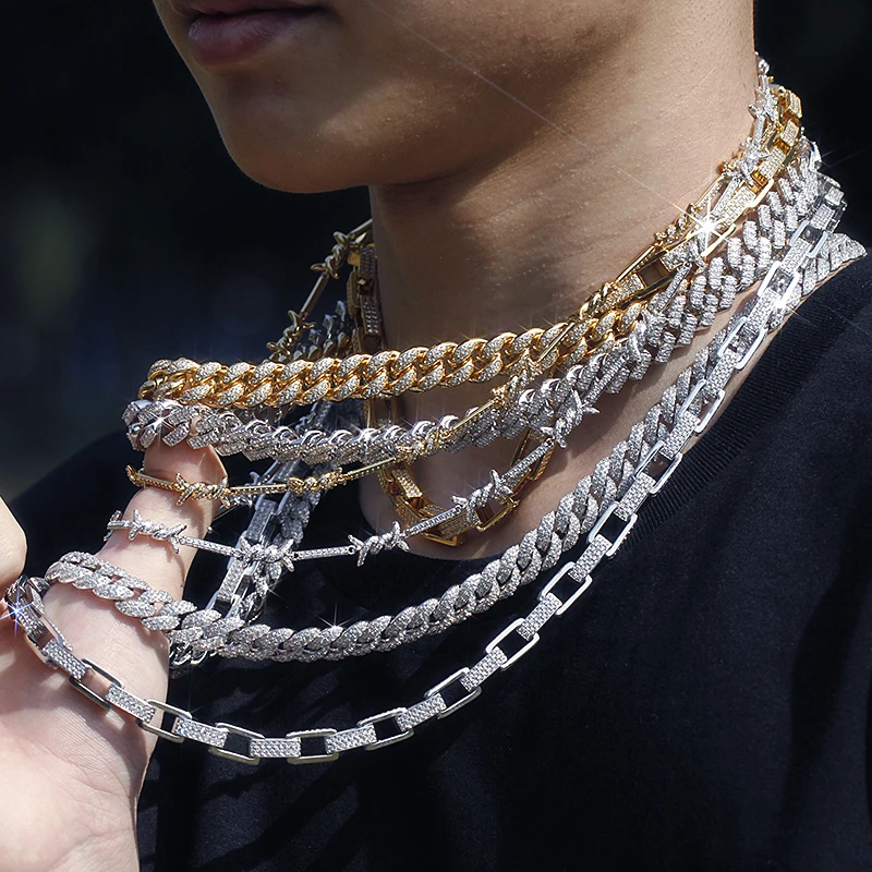 New European and American Style Jewelry Hip Hop 18K Gold Diamond Choker Necklace Iced Out Cuban Link Chains for Men, Gold silver
New European and American Style Jewelry Hip Hop 18K Gold Diamond Choker Necklace Iced Out Cuban Link Chains for Men, Gold silver