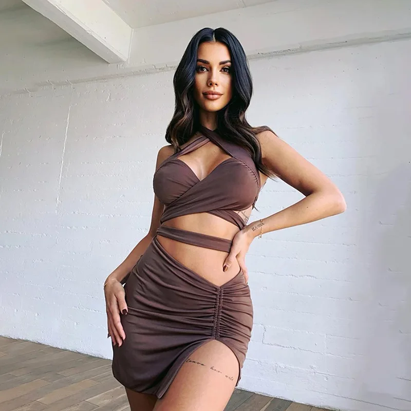 Skirt Sets Women 2021 New Fashion Cross Hanging Neck Hollow Open Back Slim Bag Hip Folds Slit Sexy 2 Piece Skirt Set Women
Skirt Sets Women 2021 New Fashion Cross Hanging Neck Hollow Open Back Slim Bag Hip Folds Slit Sexy 2 Piece Skirt Set Women