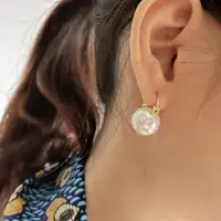 

18K Gold plated S925 Sterling Silver Pearl Earrings Baroque Genuine FreshWater Pearl Hoop earrings for women