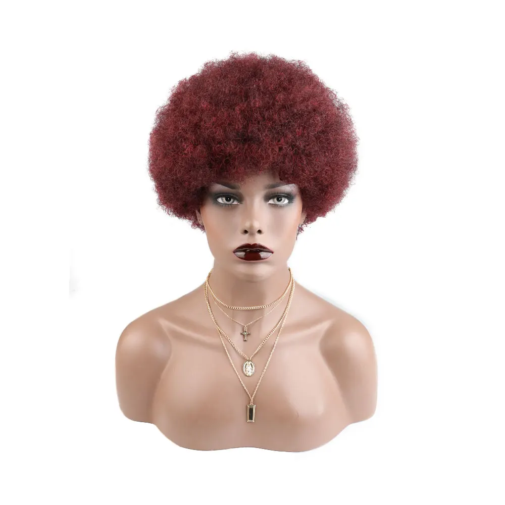 

Perruque de cheveux humains bresilienne non transformee Afro Kinky Curly 100% perruque courte Afro bouclee pour les femmes noire