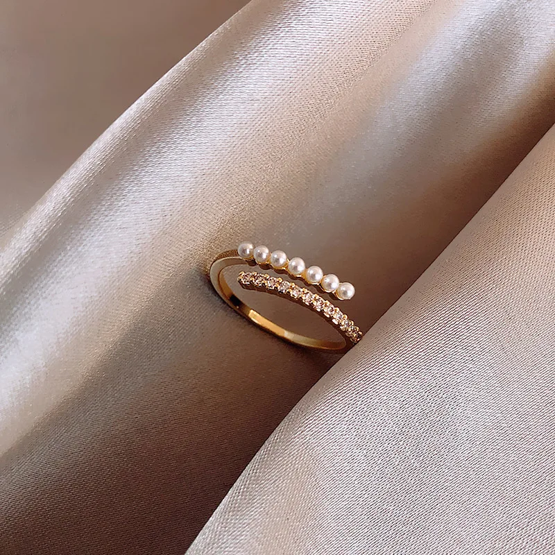 Ins Fashion Micro Pave Diamond Pearl Open Rings 18K Gold Plated CZ Zirconia Ring For Women Girls
Ins Fashion Micro Pave Diamond Pearl Open Rings 18K Gold Plated CZ Zirconia Ring For Women Girls