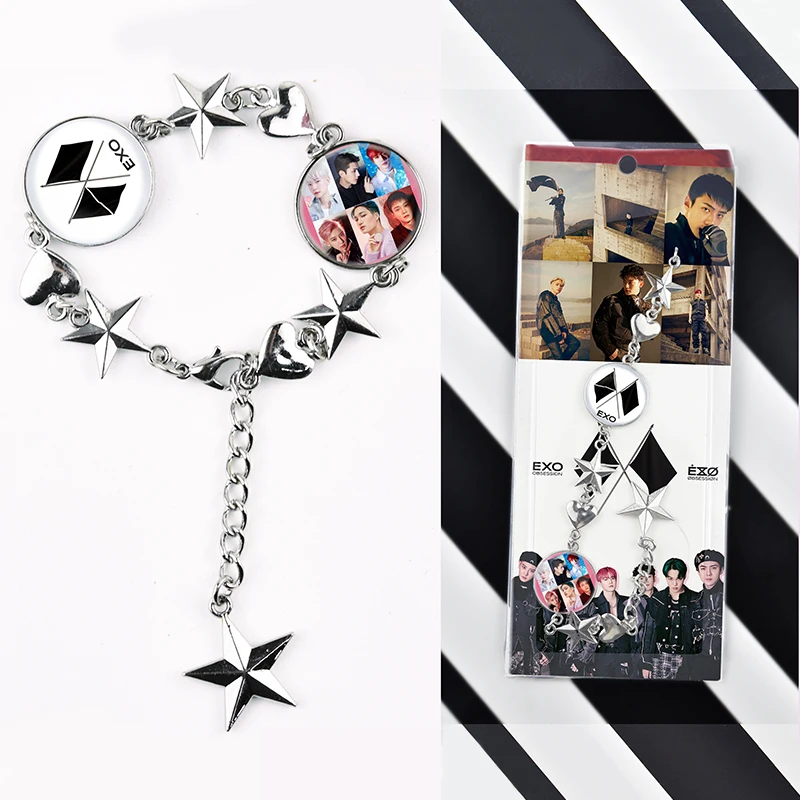 

Hotsale BTS Kpop BT21 Blackpink EXO GOT7 Star Korea Fashion Bracelet Custom LOGO Alloy Charm Bracelet