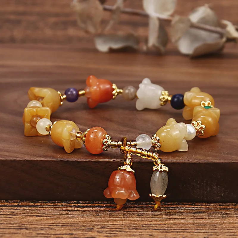 Natural Elegant Colored Jade Flower Charm Bracelet Original Jade Beads Flower Bracelet
Natural Elegant Colored Jade Flower Charm Bracelet Original Jade Beads Flower Bracelet