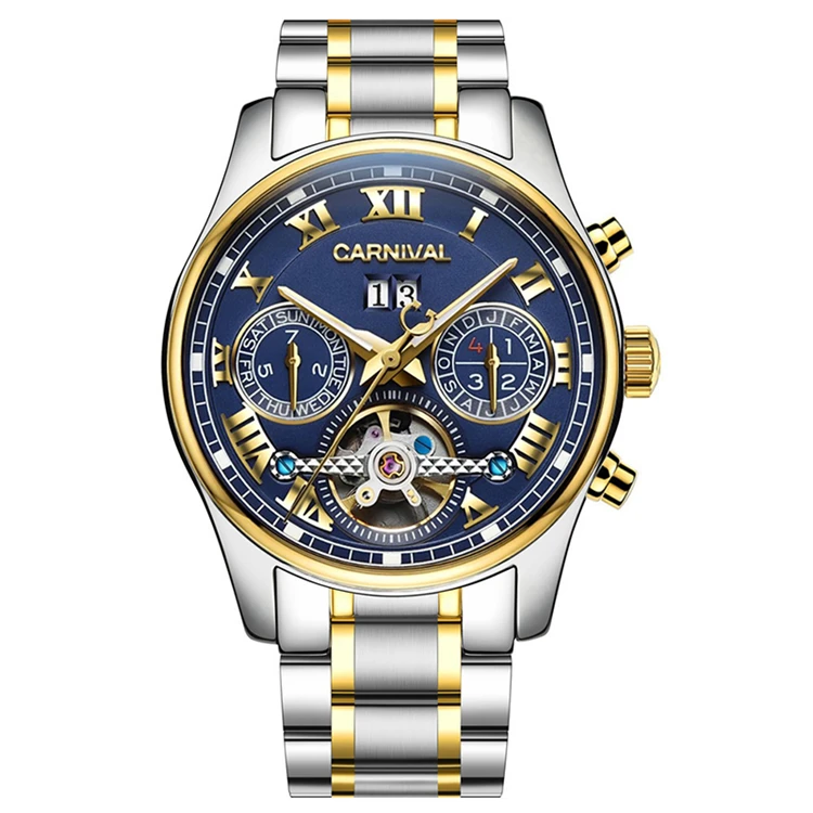 CARNIVAL 8728G Tourbillon Automatic Watch Men Luxury Gold Mechanical Watches Sapphire Crystal 30M Waterproof Male Clock
CARNIVAL 8728G Tourbillon Automatic Watch Men Luxury Gold Mechanical Watches Sapphire Crystal 30M Waterproof Male Clock