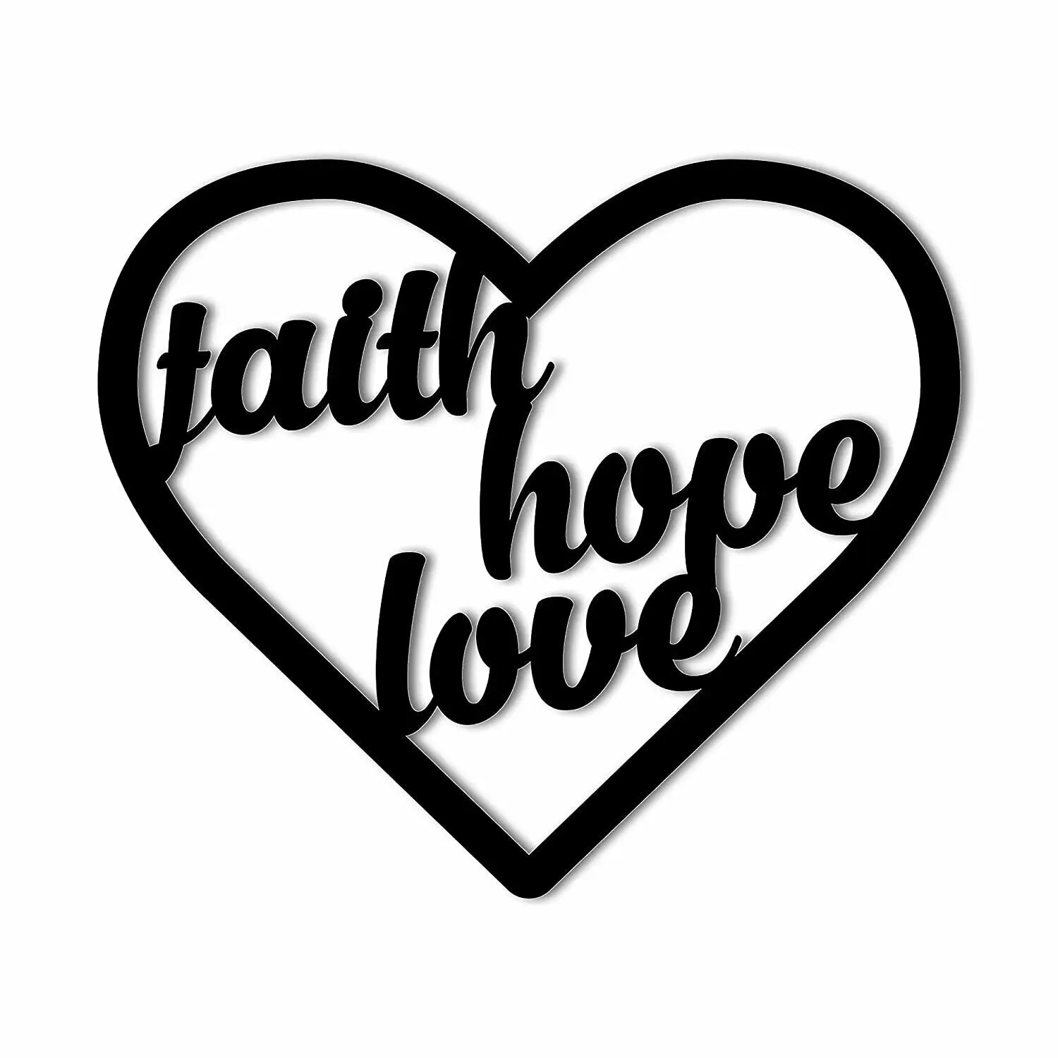 Faith Hope Love In Heart Home Decor Decorative Metal Art Wall Sign, Black
Faith Hope Love In Heart Home Decor Decorative Metal Art Wall Sign, Black