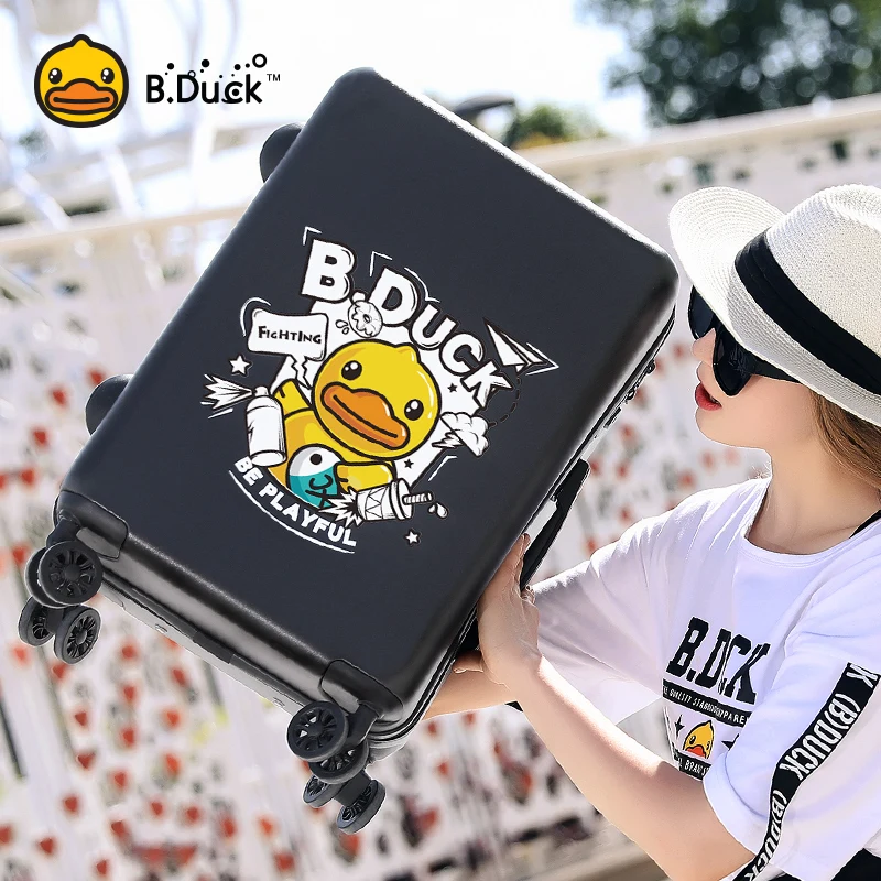 B.Duck small yellow duck suitcase, fashion cute design, wear-resistant  abrasive bar box.2024 inch-aoweila–Official website