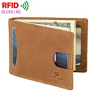 2019 cow real leather wallet men slim blocking rfid genuine leather wallet for men