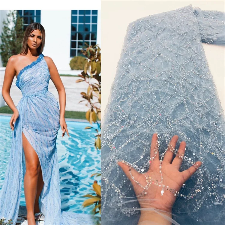 African Beaded Embroidered Gillter French Tulle Sequins Lace Fabric Wholesale for women wedding party dress
African Beaded Embroidered Gillter French Tulle Sequins Lace Fabric Wholesale for women wedding party dress