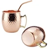 Premium Handcrafted Food-Safe Hammered 16 oz Real Copper Cups for Moscow Mules, Custom Moscow Mule Copper Mugs