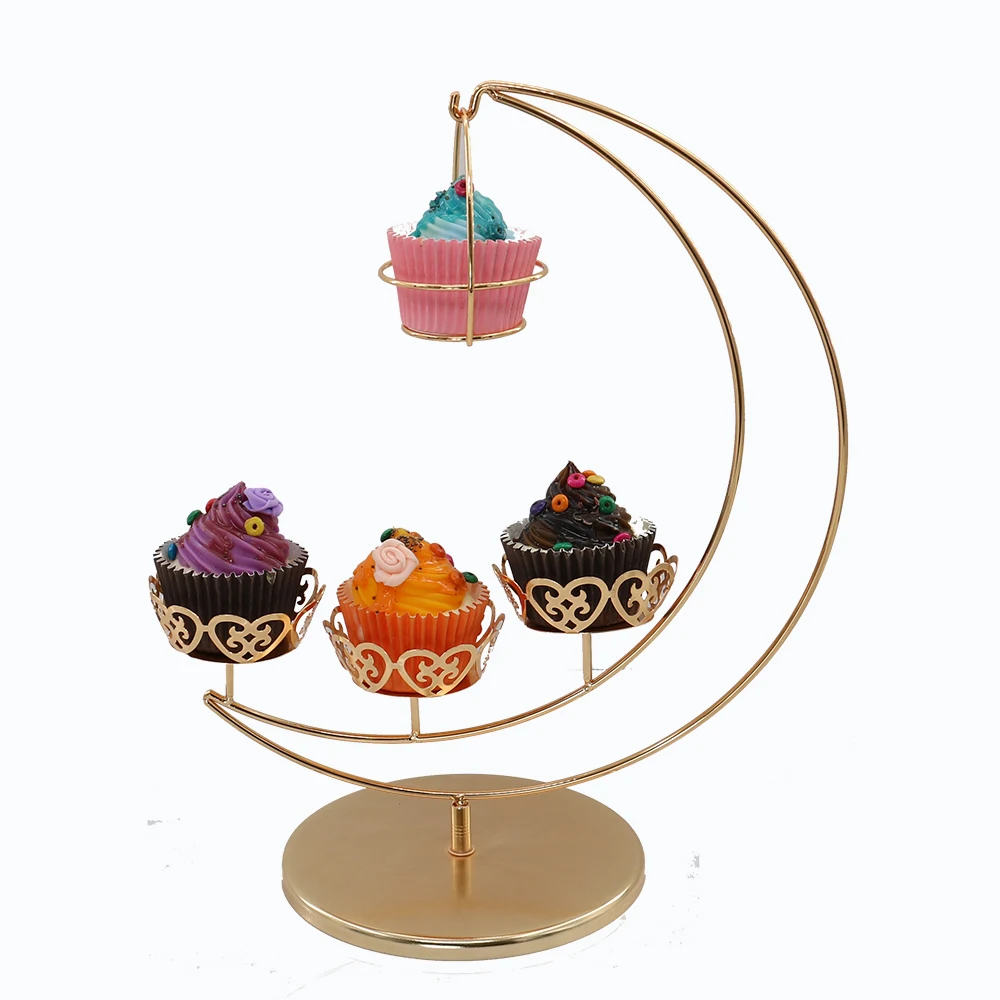 Popping Moon Like Appearance Golden Metal Detachable Wedding Cake Stand For Four Mini Cupcake, Gold
Popping Moon Like Appearance Golden Metal Detachable Wedding Cake Stand For Four Mini Cupcake, Gold