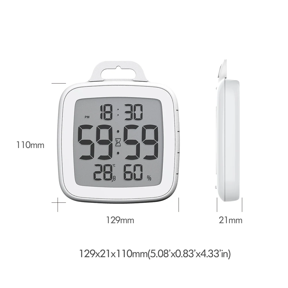 Flip Shower Clock Bathroom Timer with Big LCD Calendars Temperature Waterproof Plastic Digital Single Face White Square 1%-99%RH
Flip Shower Clock Bathroom Timer with Big LCD Calendars Temperature Waterproof Plastic Digital Single Face White Square 1%-99%RH