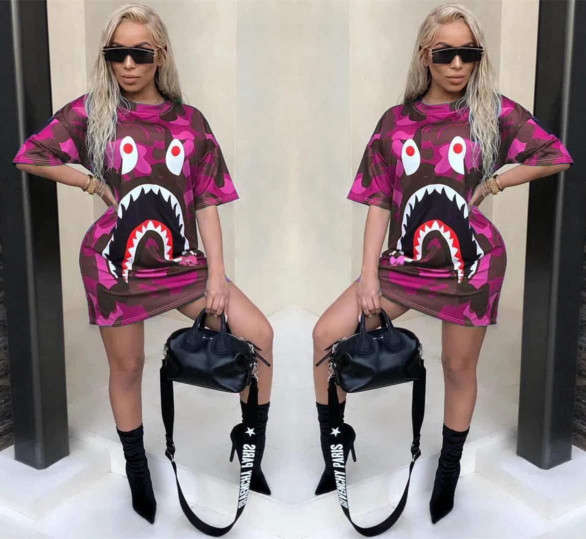 New Arrivals 2021 Big Shark Mouth Pattern Printed Women Casual Loose Dress Shortsleeve Breathable Midi Shirt Dresses
New Arrivals 2021 Big Shark Mouth Pattern Printed Women Casual Loose Dress Shortsleeve Breathable Midi Shirt Dresses