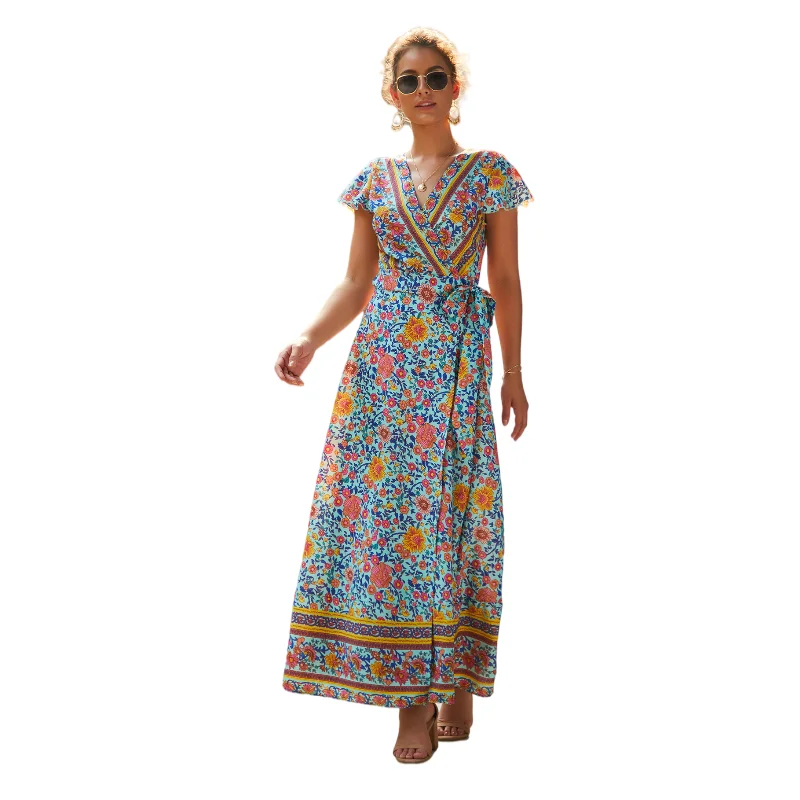 2021 summer women's casual vacation V-neck print sexy short-sleeved split irregular long dress
2021 summer women's casual vacation V-neck print sexy short-sleeved split irregular long dress