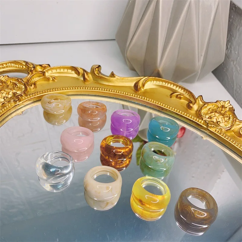 OUYE 2021 glitter Acrylic Fashion colorful cute shiny chunky Resin trendy rings pop Jewelry Wholesale Pure color women ring
OUYE 2021 glitter Acrylic Fashion colorful cute shiny chunky Resin trendy rings pop Jewelry Wholesale Pure color women ring