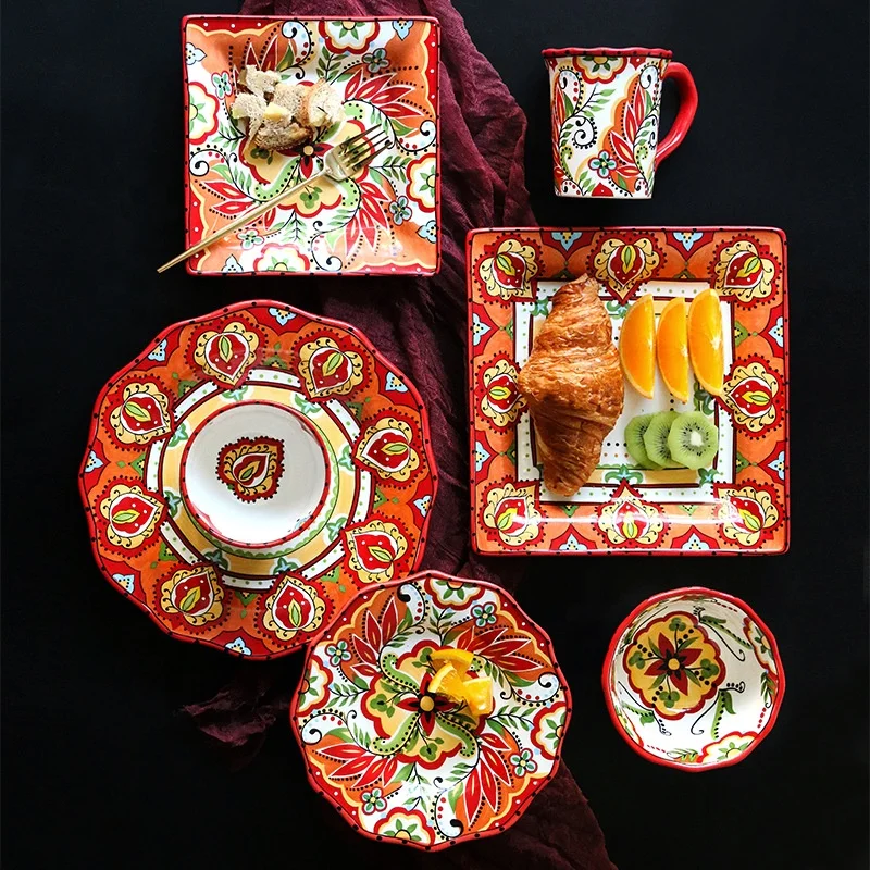 New design ceramic tableware set colorful fashion bowl mug charger plate dinnerware set, Red
New design ceramic tableware set colorful fashion bowl mug charger plate dinnerware set, Red
