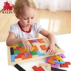Wooden Tetris Puzzle Brain Teasers Game and Intelligence Toy Jigsaw Multiple Colors Educational Toys