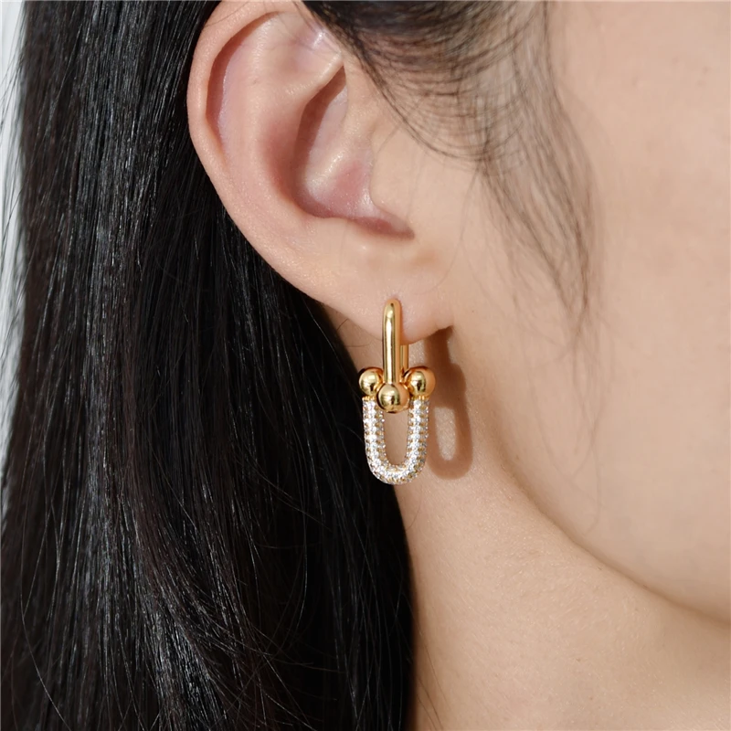 Fashion 18K Gold Plated Diamond Crystal Zircon Earring U Link Chain Earrings Jewellery Women 
Fashion 18K Gold Plated Diamond Crystal Zircon Earring U Link Chain Earrings Jewellery Women