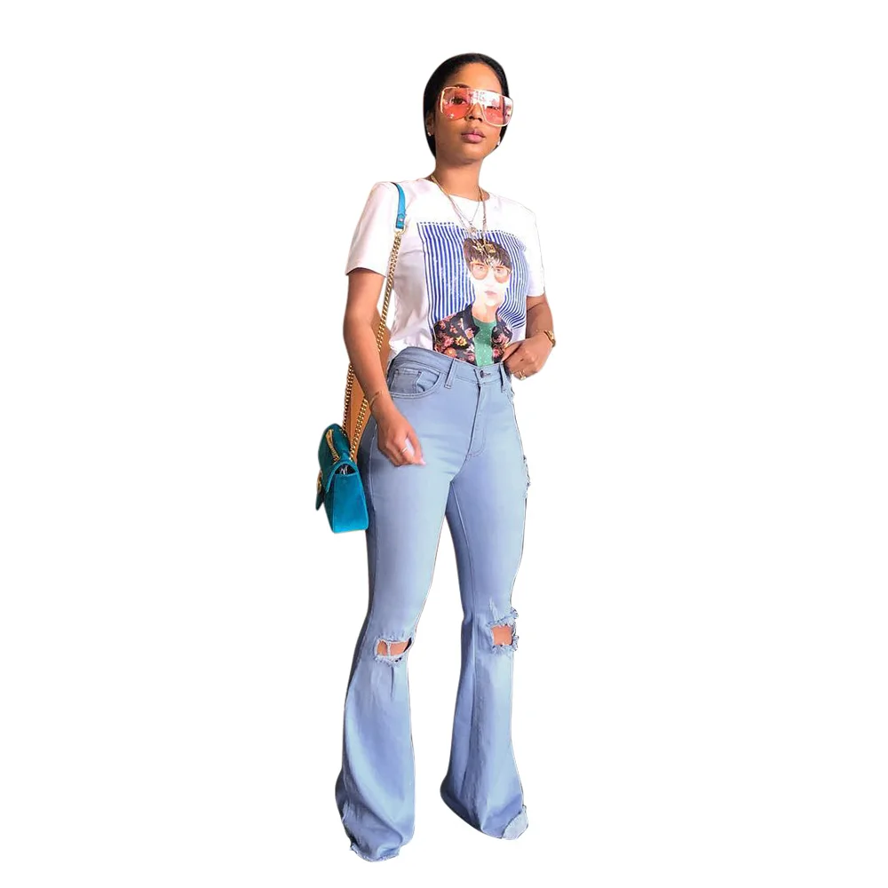 New Women Stylish Ripped Cotton Denim Pants Skinny Jeans Casual Flare Jeans For Female, 2 colors
New Women Stylish Ripped Cotton Denim Pants Skinny Jeans Casual Flare Jeans For Female, 2 colors