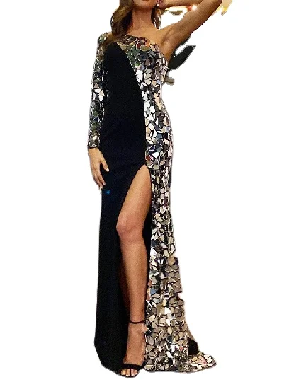 Sexy Single shoulder Long Sleeve Split Sequin Backless slim Dress For women, Picture
Sexy Single shoulder Long Sleeve Split Sequin Backless slim Dress For women, Picture