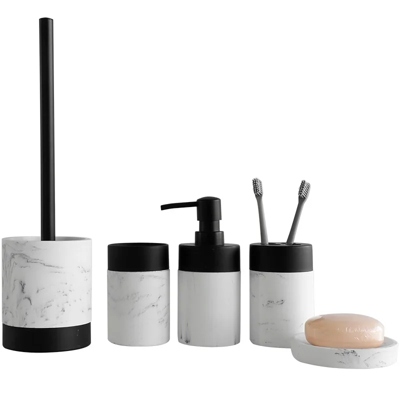 Factory Price Marble Effect 4PCS Polyresin Modern Bathroom Accessories Set, As photo or customized 
Factory Price Marble Effect 4PCS Polyresin Modern Bathroom Accessories Set, As photo or customized