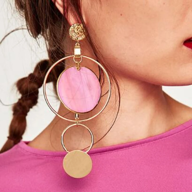 Korean Style Asymmetric Earrings Gold Color Big Hollow Round Circle Long Drop Earrings For Women Fashion Ear Jewelry, Gold,pink,blue,red
Korean Style Asymmetric Earrings Gold Color Big Hollow Round Circle Long Drop Earrings For Women Fashion Ear Jewelry, Gold,pink,blue,red