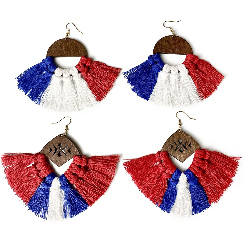 New Bohemian Braided Tassel Earrings American Flag Blue White Red Color Fringe Drop Earrings Independence Day Jewelry Gifts
New Bohemian Braided Tassel Earrings American Flag Blue White Red Color Fringe Drop Earrings Independence Day Jewelry Gifts