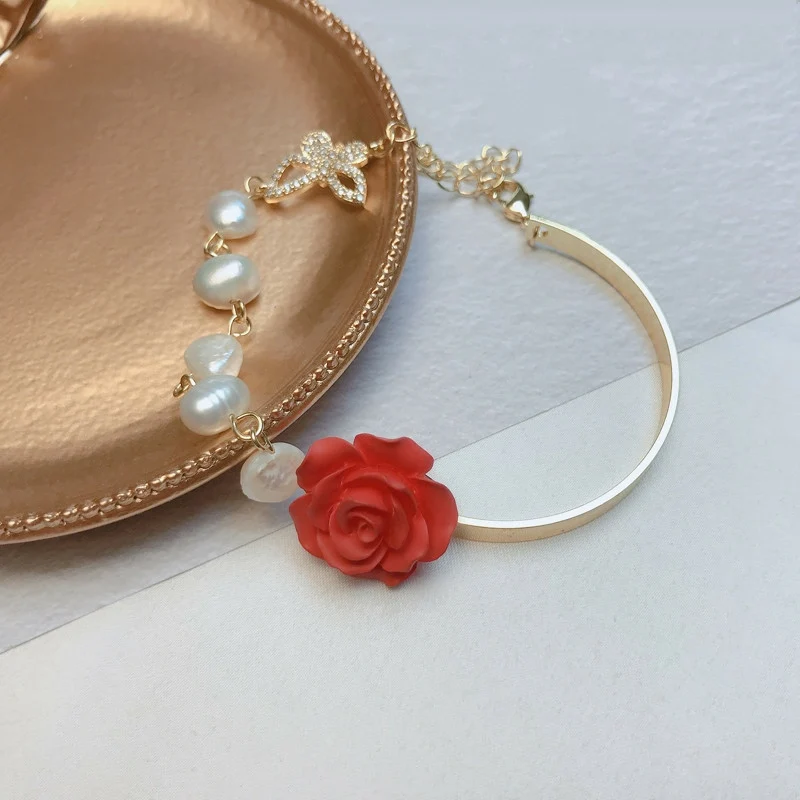 Mgirlshe Rose Bracelet Pearl Rhinestone Red white Flowe Couple Bangles Retro Butterfly Irregular Bracelet Chain for Women, Custom color
Mgirlshe Rose Bracelet Pearl Rhinestone Red white Flowe Couple Bangles Retro Butterfly Irregular Bracelet Chain for Women, Custom color