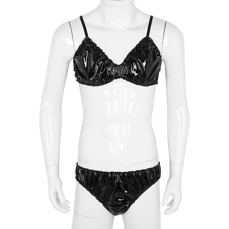 iEFiEL Mens Sissy Lingerie Set Wetlook Leather Adjustable Strap Bra Top with Briefs Underwear
iEFiEL Mens Sissy Lingerie Set Wetlook Leather Adjustable Strap Bra Top with Briefs Underwear