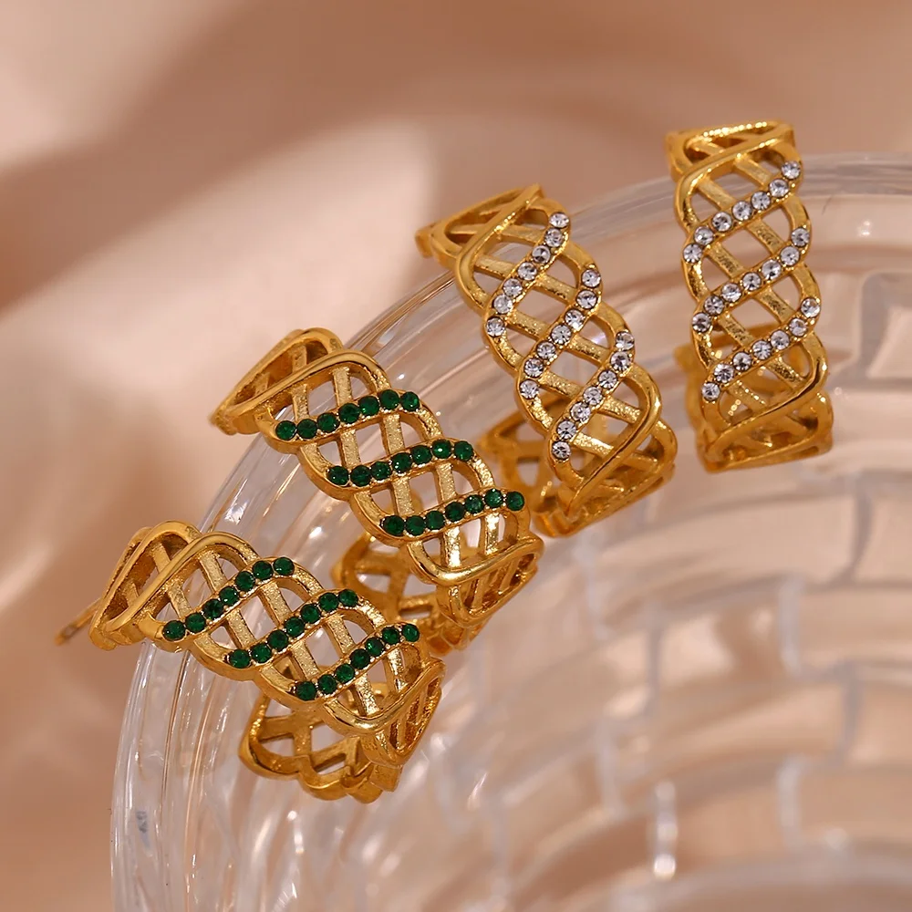 Hollow Out Twisted Zircon C Shape Hoop Earring 18k Gold Plated Stainless Steel 2023 Jewelry Earrings For Women
Hollow Out Twisted Zircon C Shape Hoop Earring 18k Gold Plated Stainless Steel 2023 Jewelry Earrings For Women