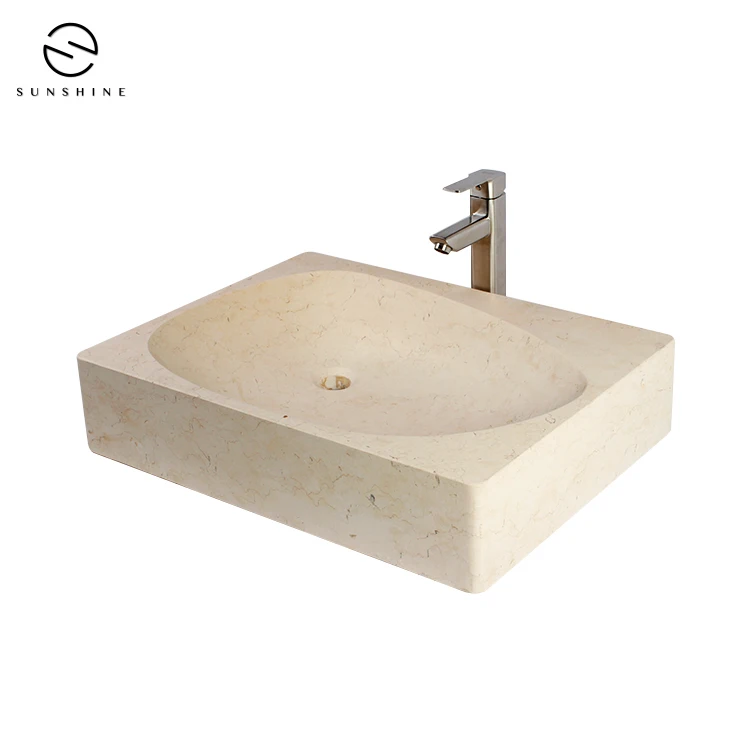 New Design Stylish Counter Top Natural Marble Washbasin