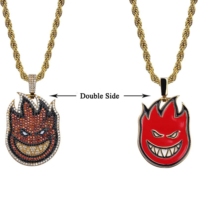 Men street wear iced out hip hop Rapper jewelry double side design Spitfire Pendant Necklace
Men street wear iced out hip hop Rapper jewelry double side design Spitfire Pendant Necklace