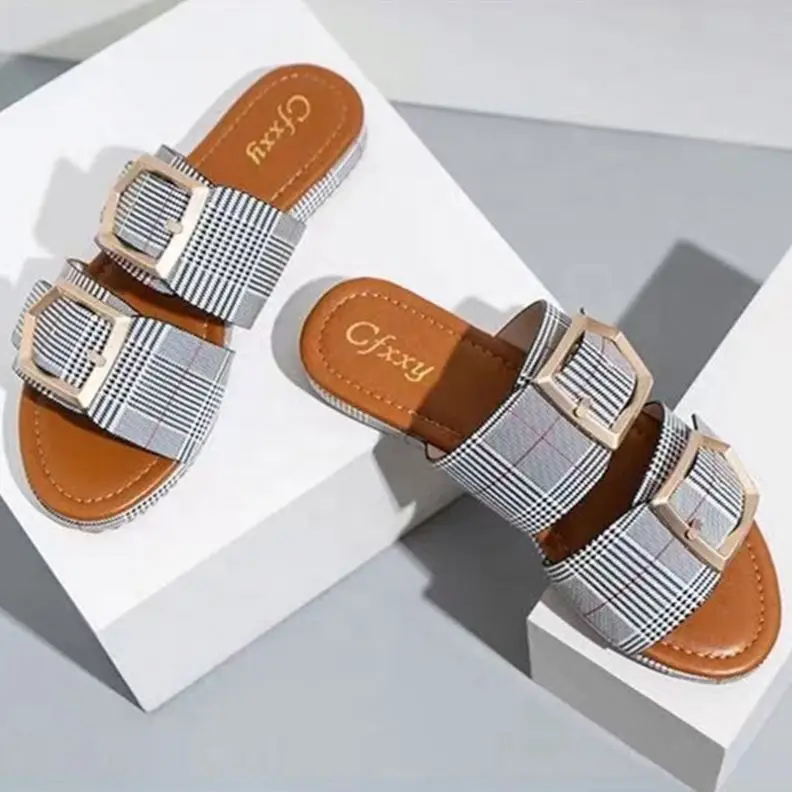 London Style Plaid Pattern Buckle Strap Fashion Slippers Summer Autumn Sandals Flat House Slides Shoes Casual, Red,black,apricot
London Style Plaid Pattern Buckle Strap Fashion Slippers Summer Autumn Sandals Flat House Slides Shoes Casual, Red,black,apricot