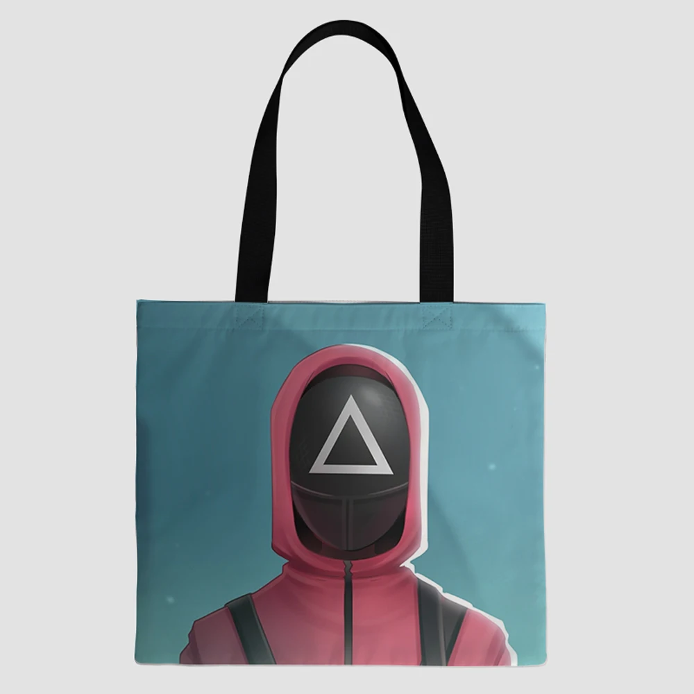 custom Squid game reusable wholesale promotional foldable polyester shopping bag tote
custom Squid game reusable wholesale promotional foldable polyester shopping bag tote