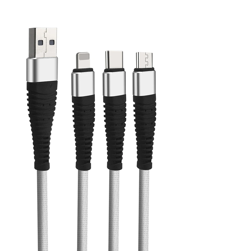 

XANUAN 3 IN 1 Cable 1M lightn Type C Micro USB Cable for Android Smartphones iPhone iPad Huawei HTC LG Samsung Galaxy Sony