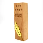Cheap Square Columnar Solid Wooden Trophy Award Gold Leaves Wooden Cuboid Columns Cup Manufacturer